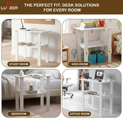 Lukzer Engineered Wood Kids Study Table with Open Shelf (ST-004S/White)