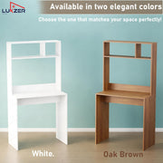 Lukzer Engineered Wood Computer Desk Study Table with Bookshelf Study Table (ST-006/White)