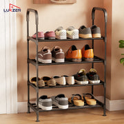 Lukzer 4-Tier Metal & Plastic Space-Saving Shoe Organizer Rack (MSR-004/Black)