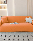 Jacquard Sofa Cover (Pastel Orange Grid Maze)