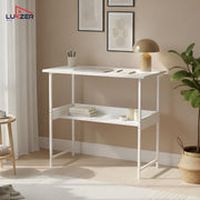 Lukzer Metal & Engineered Wood Kids Study Table with Open Shelf (MST-004S/White & White)