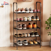 Lukzer 5-Tier Metal & Plastic Space-Saving Shoe Organizer Rack (MSR-005/Black)