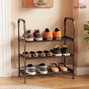 Lukzer 3-Tier Metal & Plastic Space-Saving Shoe Organizer Rack (MSR-003/Black)