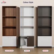 Lukzer 4-Layer Engineered Wood Bookshelf with Door | Multipurpose Rack (MR-020/Oak Brown)