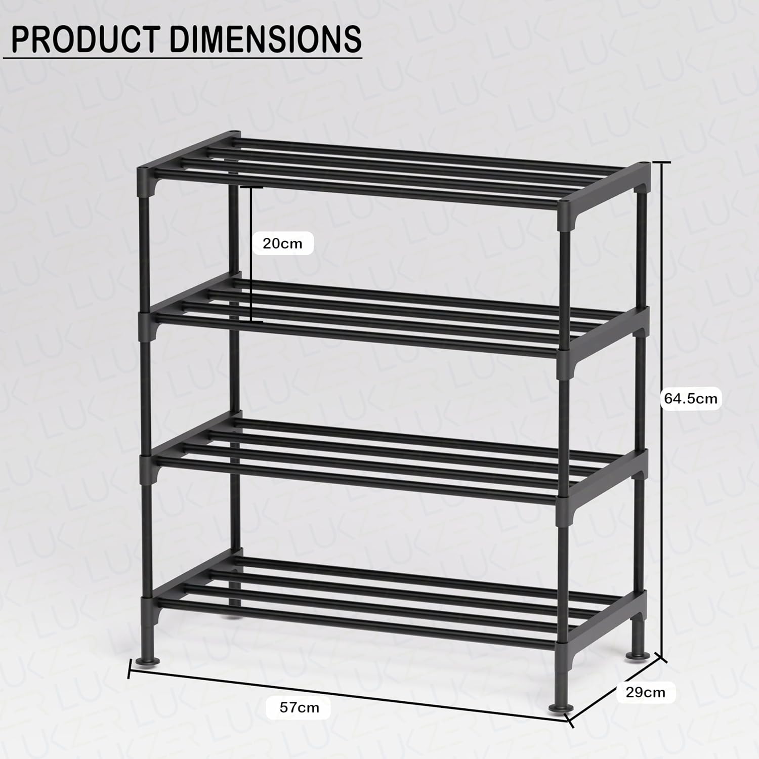 Lukzer Easy DIY Metal & Plastic Bookshelf/Storage Organizer – Black & Silver (3/4/5/6 Layers)