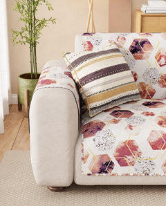 Lukzer Quilted Reversible Marble Mesh Sofa Mat with WaveEdge Ultrasonic Cut (WITH BACK & HAND REST) - SC-204-01WB