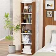Lukzer Dual Tone Engineered Wood 5-Layer Bookshelf Easy to Assemble (MR-013/White & Oak Brown)