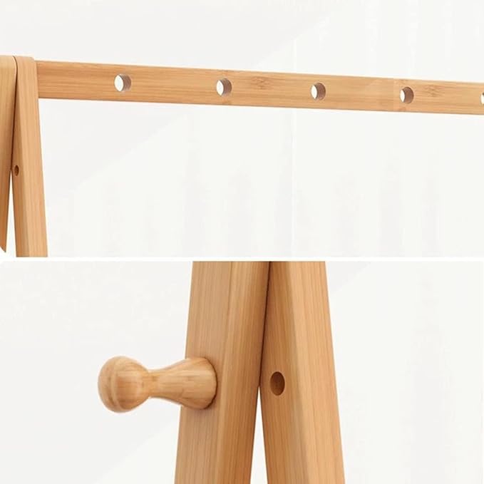 Lukzer Bamboo Garment Rack with Fabric Storage Basket and Wheels
