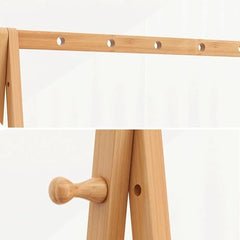 Lukzer Bamboo Garment Rack with Fabric Storage Basket and Wheels