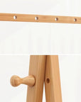Lukzer Bamboo Garment Rack with Fabric Storage Basket and Wheels | Coat & Clothes Hanging Rail Free Standing Garment Hanging Rails For Home Office Hallway Bedroom (144 x 37.3 x 90.4cm)