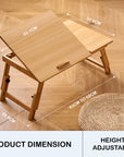 Lukzer Adjustable Bamboo Laptop Table for Bed & Sofa – Foldable Wooden Desk with Tilting Top, Notebook Stand, Drawer, Anti-Slip Legs – Multipurpose Study Tray for Work, Reading, Breakfast & More.
