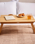 Lukzer Adjustable Bamboo Laptop Table for Bed & Sofa – Foldable Wooden Desk with Tilting Top, Notebook Stand, Drawer, Anti-Slip Legs – Multipurpose Study Tray for Work, Reading, Breakfast & More.