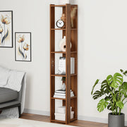 Lukzer 5-Layer Bookshelf & Open Display Rack – White, Wenge & Oak Brown (MR-019)