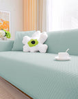 Jacquard Sofa Cover (Pastel Marine Blue Curved Diamond Pattern)