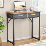 Lukzer Metal Frame Computer Desk – Engineered Wood Top With fabric Drawers (Black Frame/Wenge Board, Black Frame/Oak Brown Board, White Frame/White Board, White Frame/Oak Brown Board) (Model: STM-006)