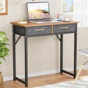 Lukzer Metal Frame Computer Desk – Engineered Wood Top With fabric Drawers (Black Frame/Wenge Board, Black Frame/Oak Brown Board, White Frame/White Board, White Frame/Oak Brown Board) (Model: STM-006)