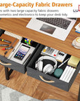 Lukzer Metal Frame Computer Desk – Engineered Wood Top With fabric Drawers (Black Frame/Wenge Board, Black Frame/Oak Brown Board, White Frame/White Board, White Frame/Oak Brown Board) (Model: STM-006)