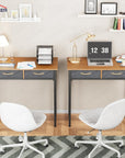 Lukzer Metal Frame Computer Desk – Engineered Wood Top With fabric Drawers (Black Frame/Wenge Board, Black Frame/Oak Brown Board, White Frame/White Board, White Frame/Oak Brown Board) (Model: STM-006)