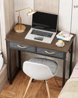 Lukzer Metal Frame Computer Desk – Engineered Wood Top With fabric Drawers (Black Frame/Wenge Board, Black Frame/Oak Brown Board, White Frame/White Board, White Frame/Oak Brown Board) (Model: STM-006)