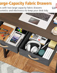 Lukzer Metal Frame Computer Desk – Engineered Wood Top With fabric Drawers (Black Frame/Wenge Board, Black Frame/Oak Brown Board, White Frame/White Board, White Frame/Oak Brown Board) (Model: STM-006)
