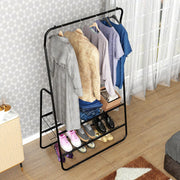 Metal Clothes Rack – Multipurpose Garment Organizer Stand with 2-Tier Storage & Angled Shelf (CGS-001/ Black)
