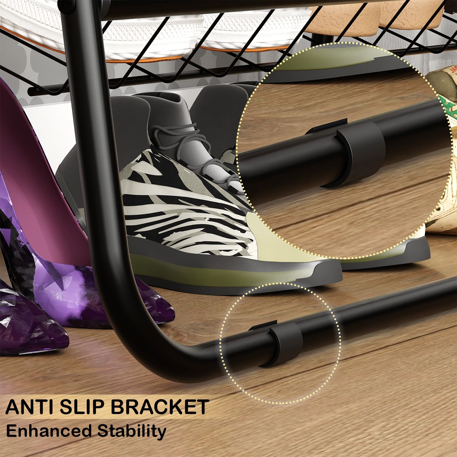 Lukzer Hexa Metal Clothes Drying Rack Laundry Organizer with Wheels (CGS-001/Black)
