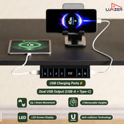 Lukzer Electric Height Adjustable Desk with USB & Type-C Study Table (EST-001/UC-Black & Black)