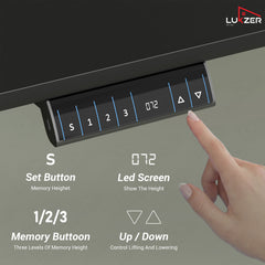 Lukzer Electric Height Adjustable Desk with USB & Type-C Study Table (EST-003/UC-Black & Black) 3-Years Warranty