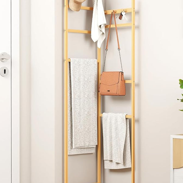 Lukzer Bamboo Corner Coat Rack With Hooks (CH-500)