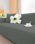 Jacquard Sofa Cover (Pastel Green Curved Diamond Pattern)