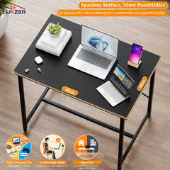 Lukzer X-Support Metal Frame & Engineered Wood Study Table for Home & Office (MST-008) Black &  Black