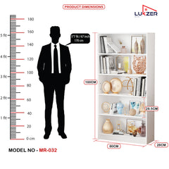 Lukzer Engineered Wood 6 Tier Bookcase Open Bookshelf & Display Rack (MR-032/White)
