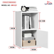 Lukzer 3 Layer Engineered Wood Storage Cabinet with Open Display Rack (MR-022/Oak Brown)