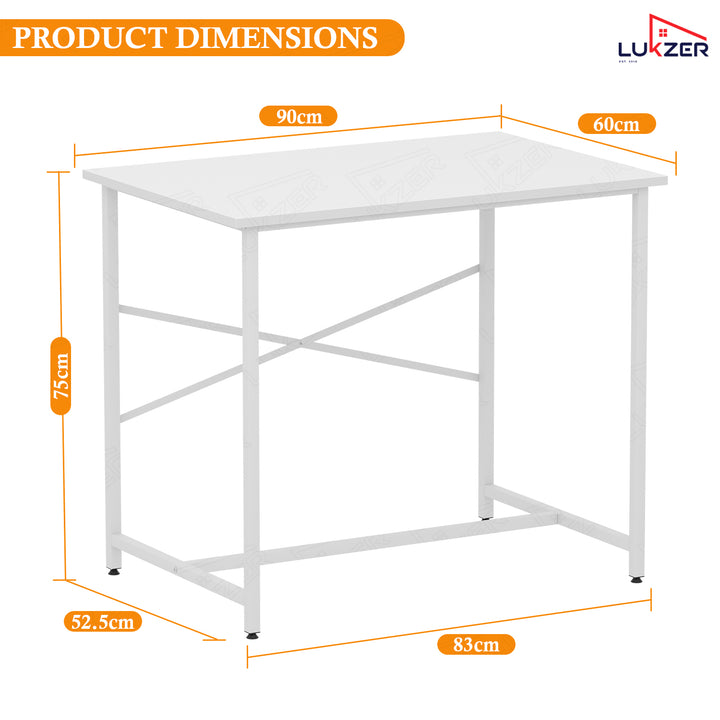 Lukzer X-Support Metal Frame & Engineered Wood Study Table for Home & Office (MST-008) white & white