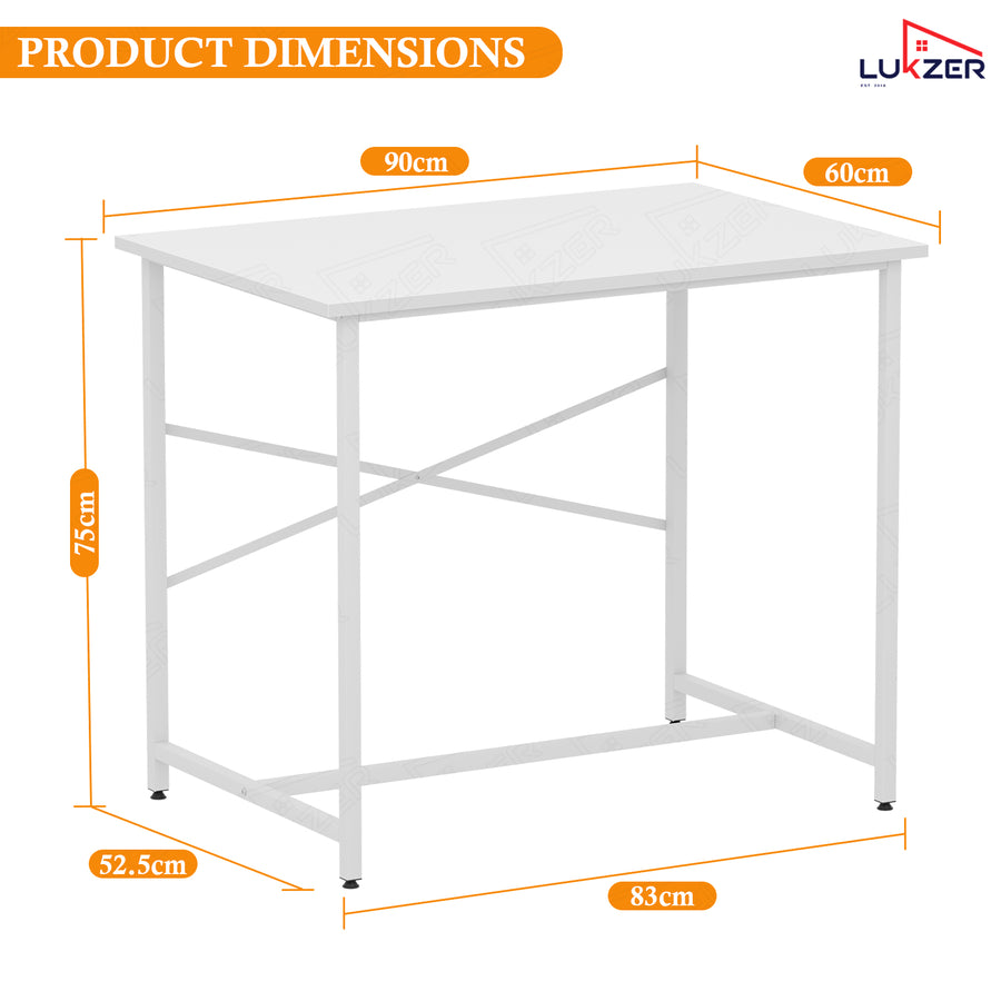 Lukzer X-Support Metal Frame & Engineered Wood Study Table for Home & Office (MST-008) white & white
