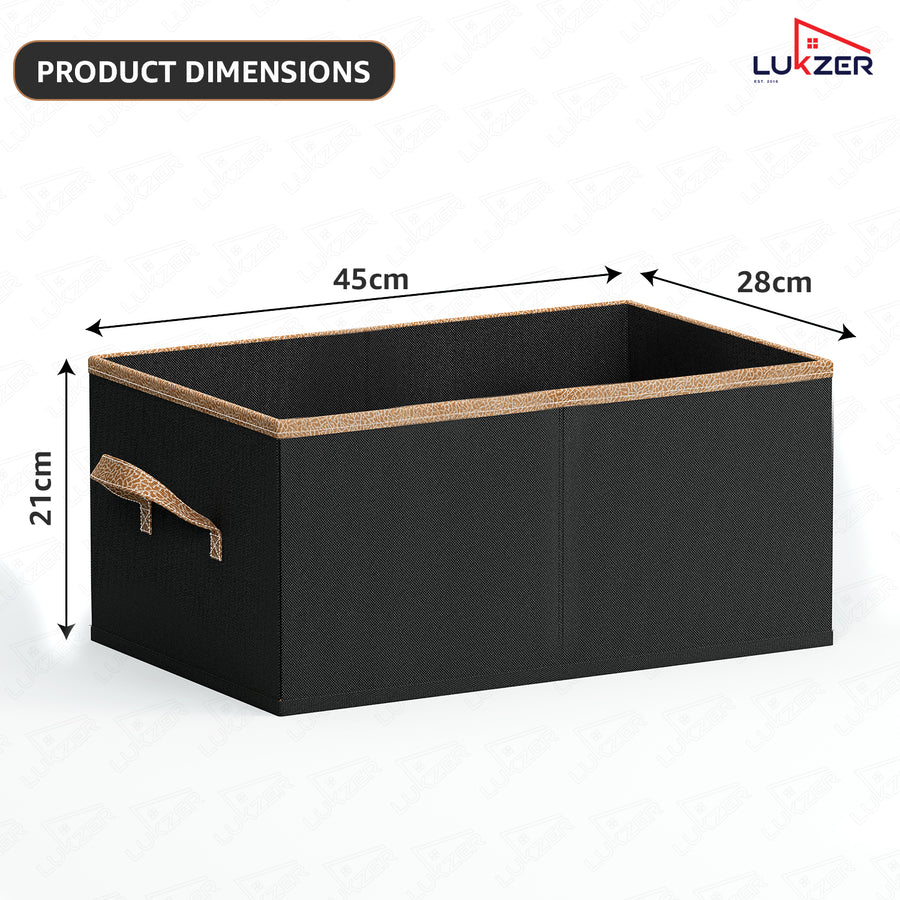 Lukzer 4Pcs Black Foldable Clothes Organiser Storage Box (non-woven)