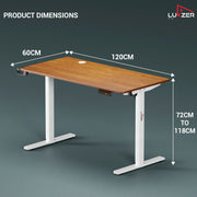 Lukzer Electric Height Adjustable Desk with USB & Type-C Study Table (EST-003/UC-White & Oak Brown)