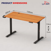 Lukzer Electric Automatic Height Adjustable Sit Stand Desk EST-003 ( Black & Oak Brown ) 3-Years Warranty