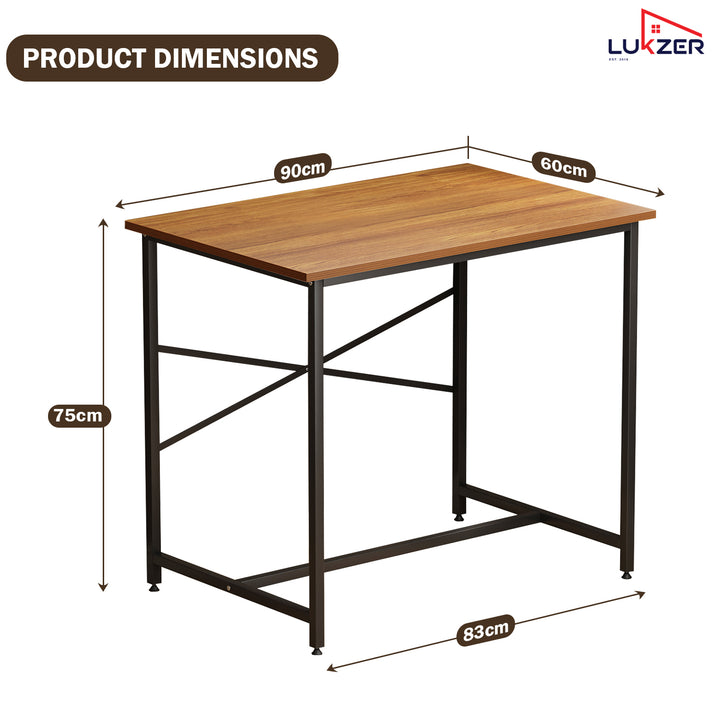 Lukzer X-Support Metal Frame & Engineered Wood Study Table for Home & Office (MST-008) Black &  Oak Brown