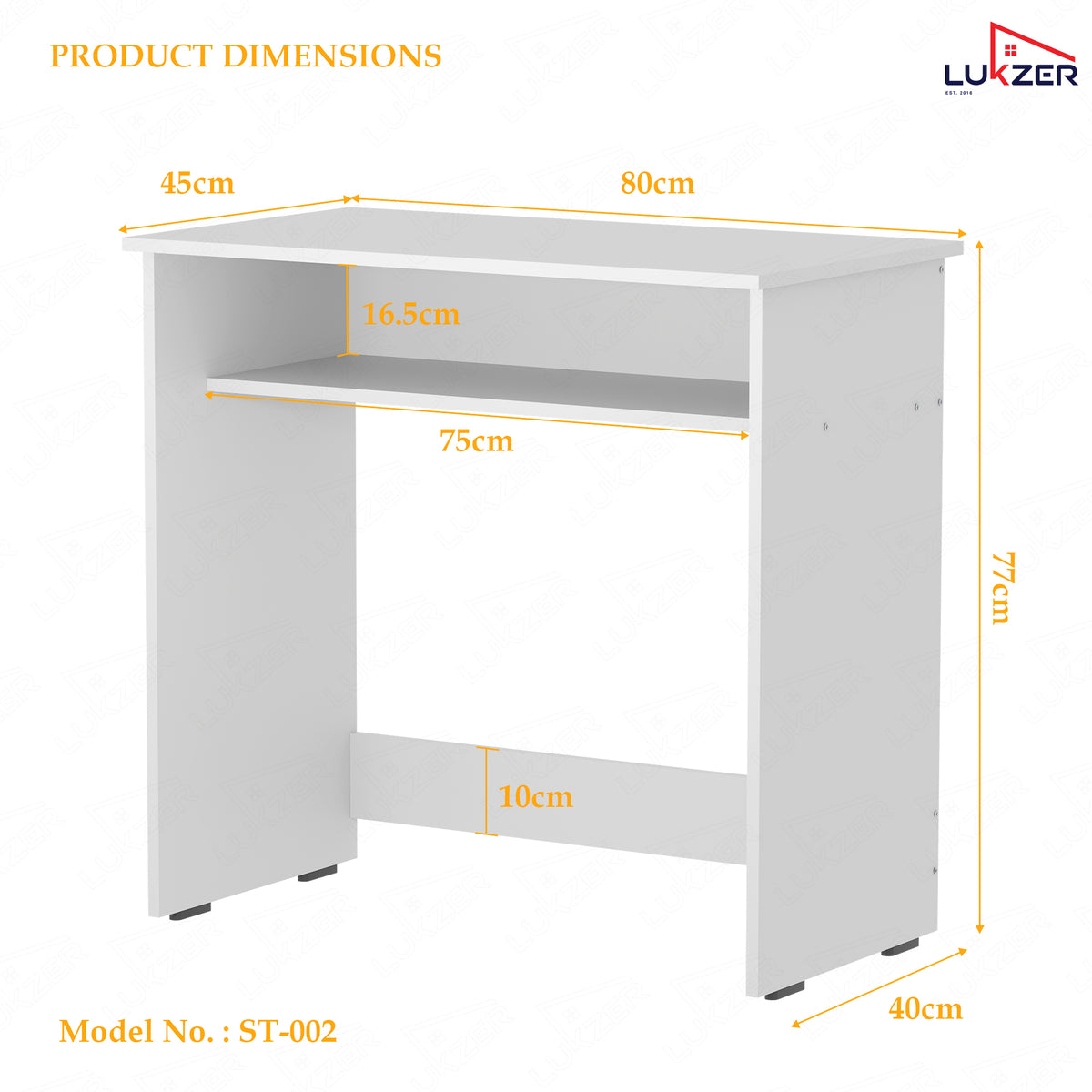 Lukzer Engineered Wood Study Table with Bookshelf (ST-002/White)