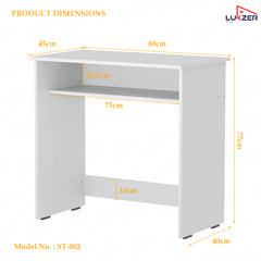 Lukzer Engineered Wood Study Table with Bookshelf (ST-002/White)