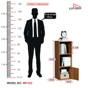 Lukzer 3 Layer Engineered Wood Storage Cabinet with Open Display Rack (MR-022/Oak Brown)