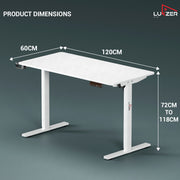 Lukzer Electric Height Adjustable Desk with USB & Type-C Study Table (EST-003/UC-White & White)