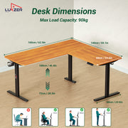 Lukzer Electric Height Adjustable Desk with USB & Type-C Study Table (EST-001/UC-Black & Oak Brown)