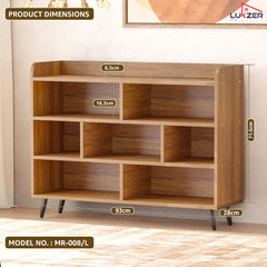 Lukzer 7-Section Engineered Wood Book Shelf with Legs (MR-008L)