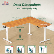 Lukzer Electric Height Adjustable Desk with USB & Type-C Study Table (EST-001/UC-White & Oak Brown)