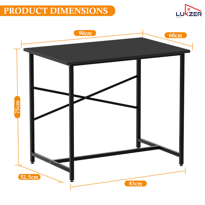 Lukzer X-Support Metal Frame & Engineered Wood Study Table for Home & Office (MST-008) Black &  Black