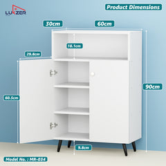 Lukzer Wooden Book Shelf & Storage Cabinet with White Doors (MR-034/White)