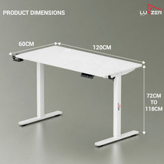 Lukzer Electric Height Adjustable Desk with USB & Type-C Study Table (EST-003/UC-White & White) 3-Years Warranty