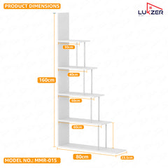 Lukzer 5-Tier Ladder Multipurpose Engineered Wood Book Shelf (MMR-015)